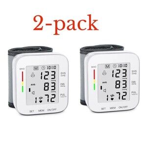 2-Pack MMIZOO Wrist Blood Pressure Monitor LCD Display BP Machine Adjustabl Cuff